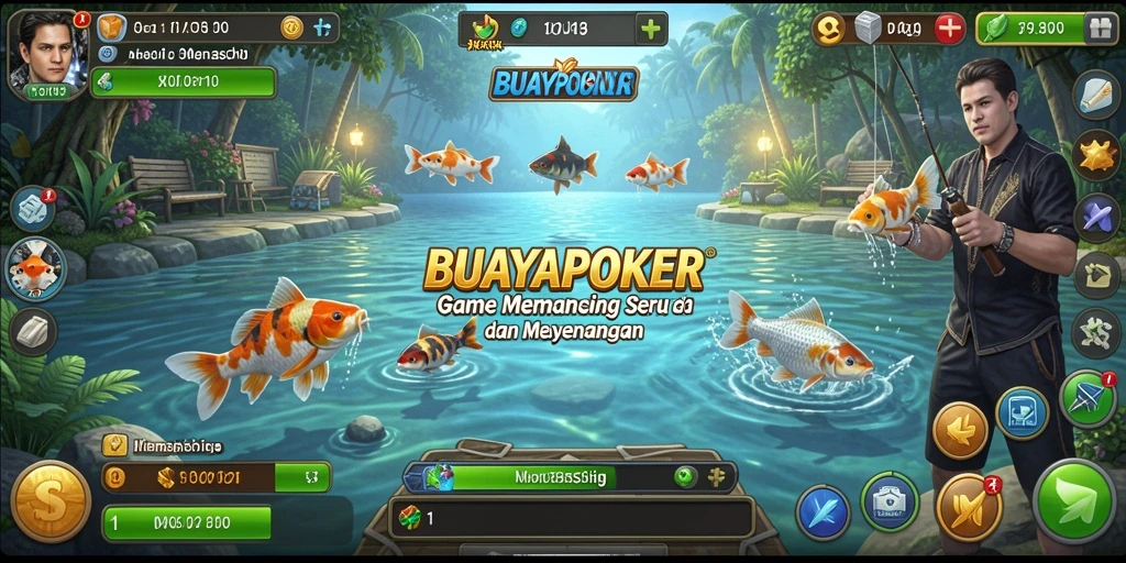 Tampilan antarmuka game Memancing yang menarik dan mudah digunakan.