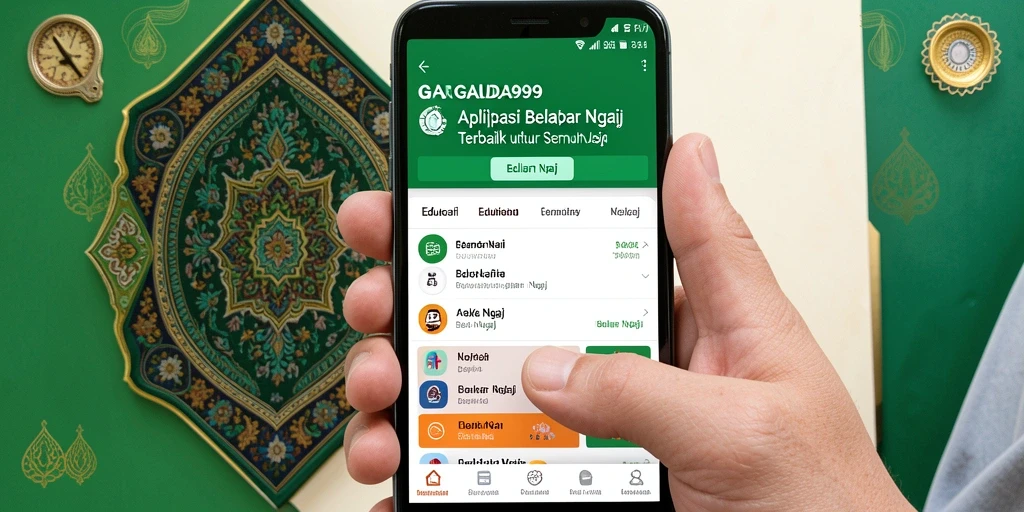 Tampilan antarmuka aplikasi GARUDA999 untuk belajar ngaji.