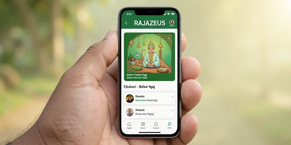 Tampilan antarmuka aplikasi RAJAZEUS yang intuitif untuk Belajar Ngaji.